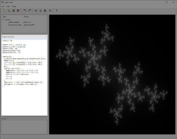 Main ShaderWB window with highlighted shader code editor.